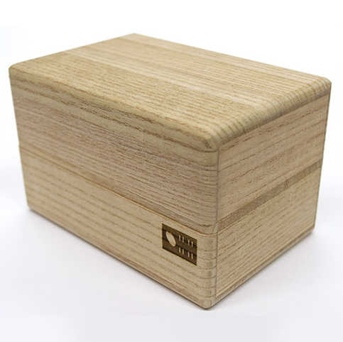 木製２段弁当箱　白木焼印