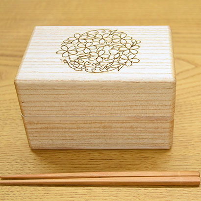 国産桐木製二段弁当箱（桜）