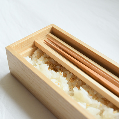 木製２段弁当箱スリム箸付き